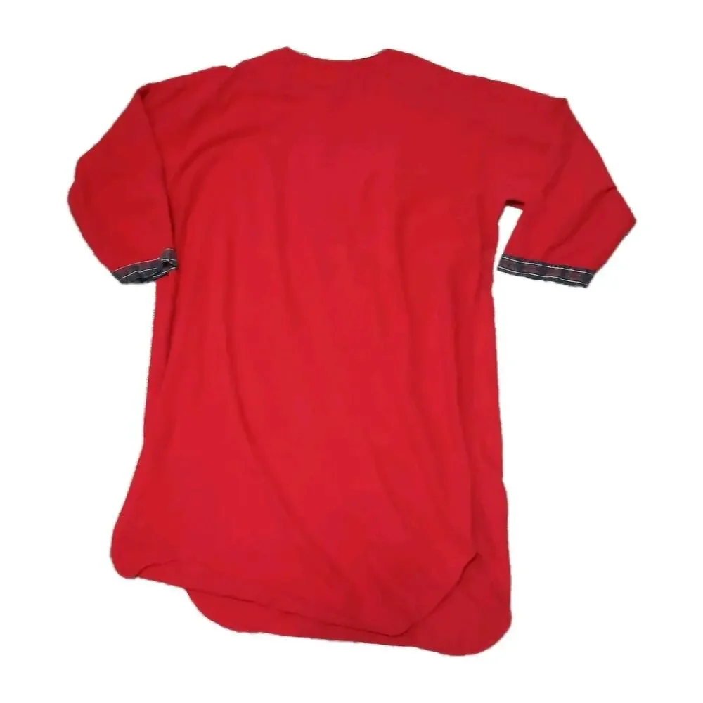 Vtg ACME Clothing Looney Tunes Nightshirt L/XL Bugs Bunny Taz Skiing‎ Red Henley